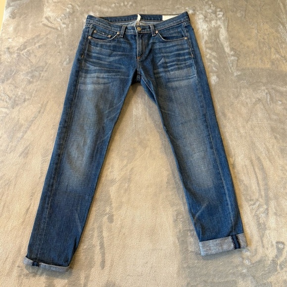 rag & bone Denim - Rag & Bone the Dre Striaght Leg Cuffed Blue Denim Jeans Wmn’s Sz 28